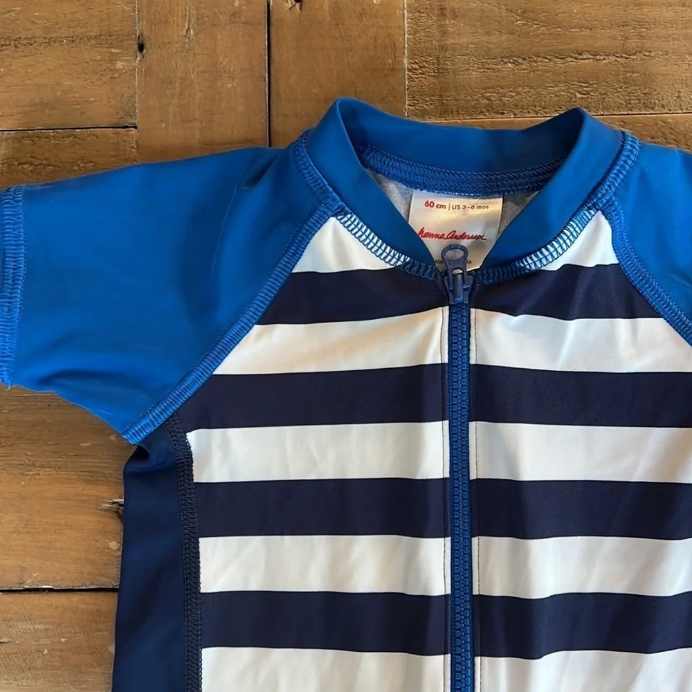 Hanna andersson blue striped one piece swim